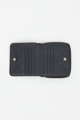 Balenciaga Black & Gold Logo Printed Zip Wallet
