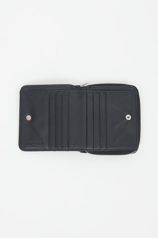 Balenciaga Black & Gold Logo Printed Zip Wallet