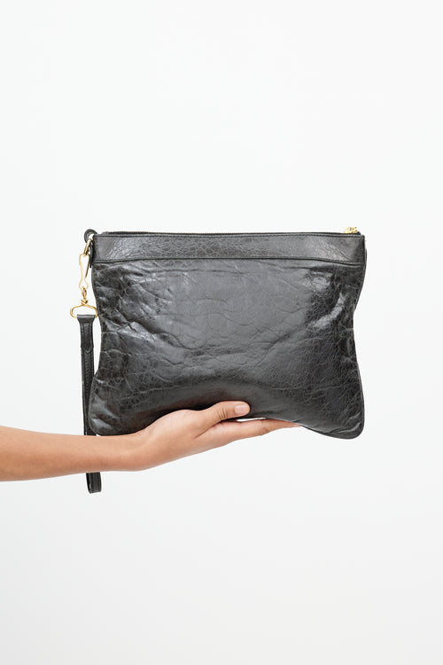 Balenciaga Black Leather Motocross Giant 21 Clutch