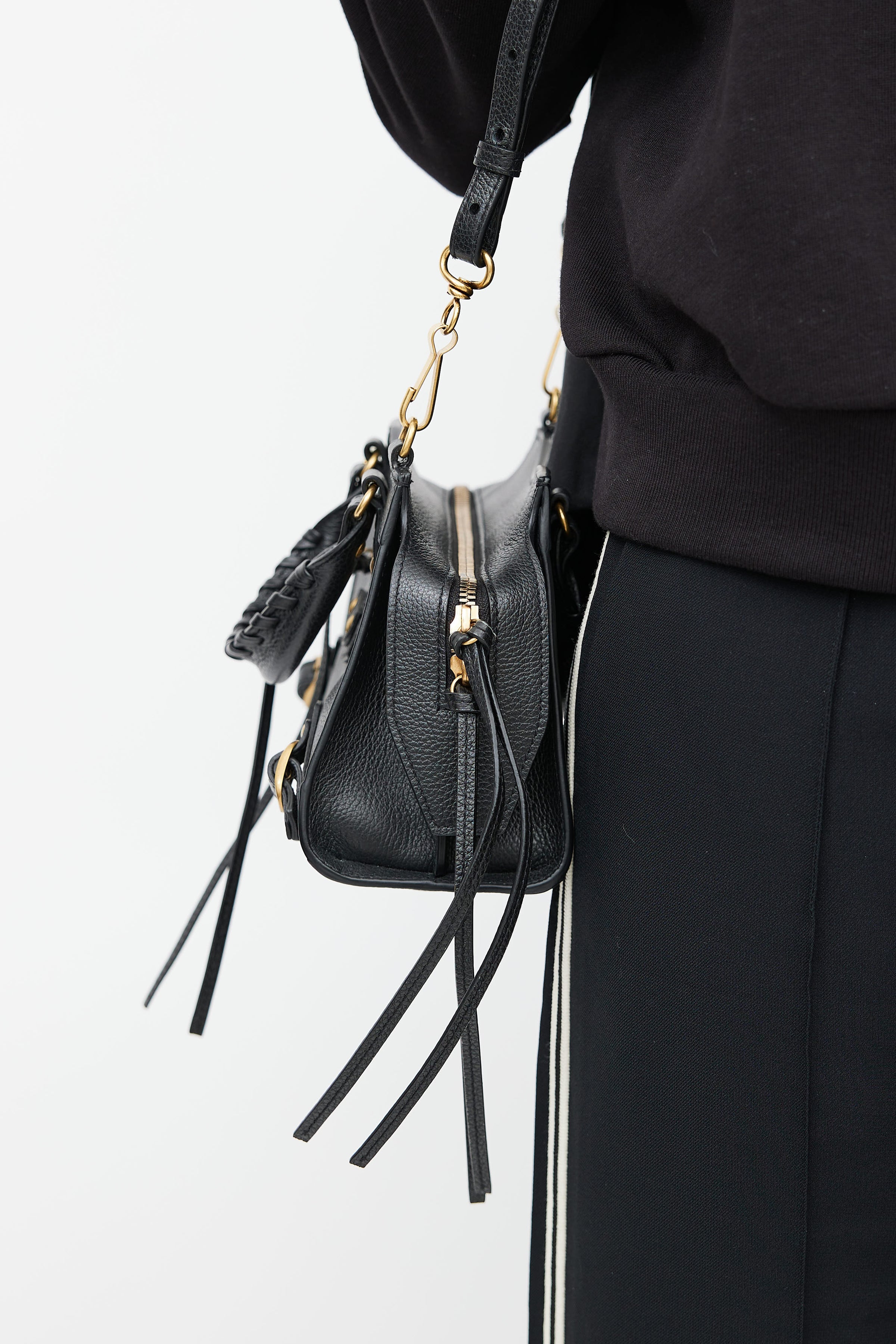 Balenciaga Ladies Classic Black Nano City Crossbody Bag