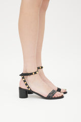 Balenciaga Black & Gold Leather Studded Sandal