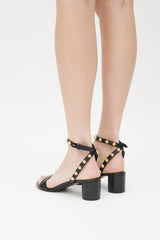 Balenciaga Black & Gold Leather Studded Sandal