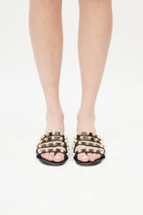 Balenciaga Black & Gold Studded Strappy Sandal