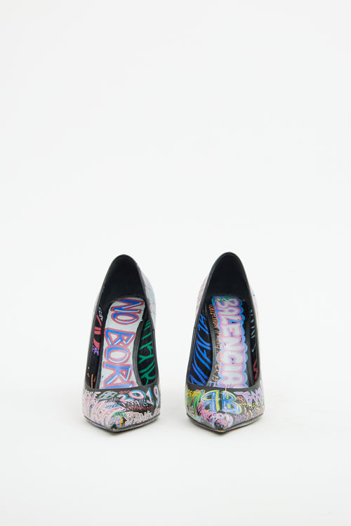 Balenciaga Black & Multi Graffiti Knife Pump