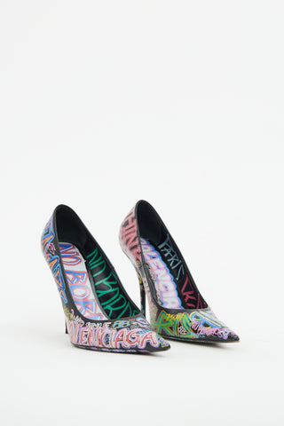 Balenciaga Black & Multi Graffiti Knife Pump