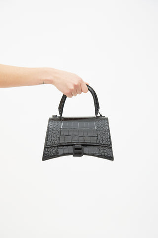 Balenciaga Black Hourglass Embossed Leather Bag