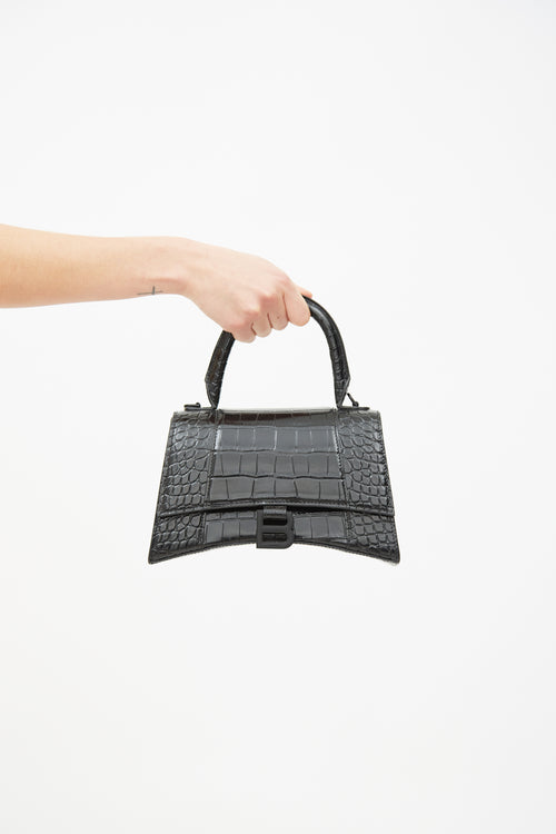Balenciaga Black Hourglass Embossed Leather Bag