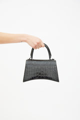 Balenciaga Black Hourglass Embossed Leather Bag