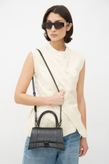 Balenciaga Black Hourglass Embossed Leather Bag