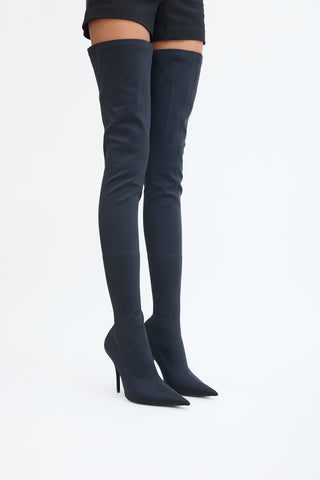 Balenciaga Black Knife Thigh High Heeled Boot