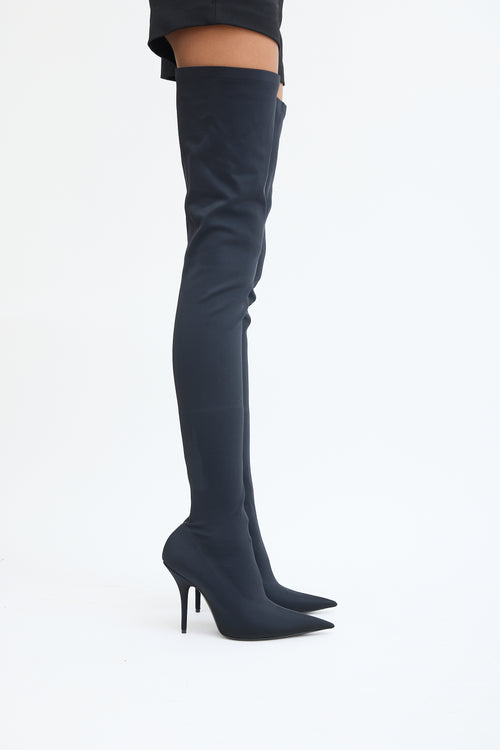 Balenciaga Black Knife Thigh High Heeled Boot