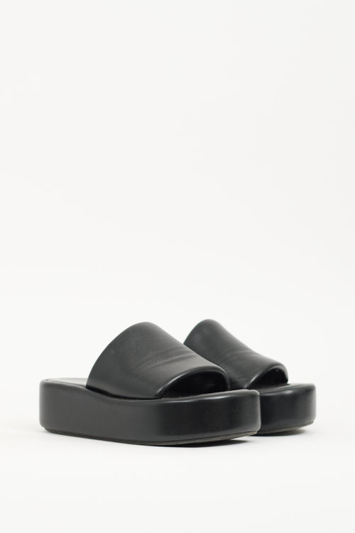 Balenciaga Black Leather Rise Platform Slide