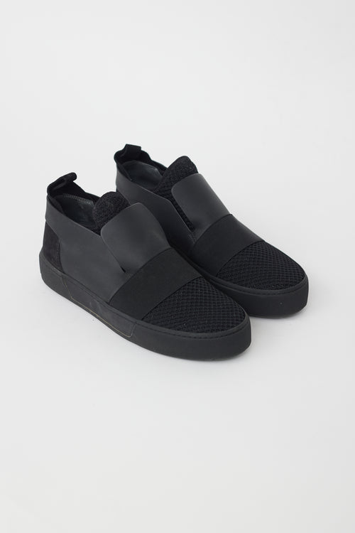 Balenciaga Black Leather & Mesh Low Sneaker