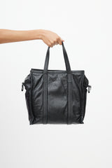 Balenciaga Black Crinkled Leather Mini Bazaar Crossbody Bag