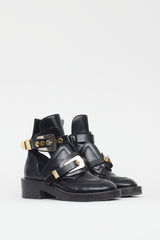 Balenciaga Black Leather Cut Out Boot