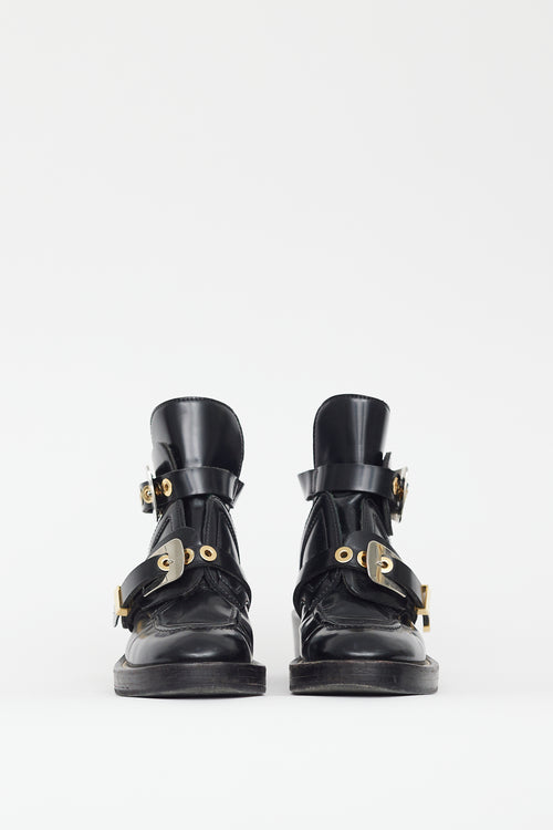 Balenciaga Black Leather Cut Out Boot