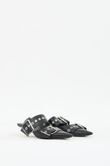Balenciaga Black Leather Buckled Pointed Toe Mule