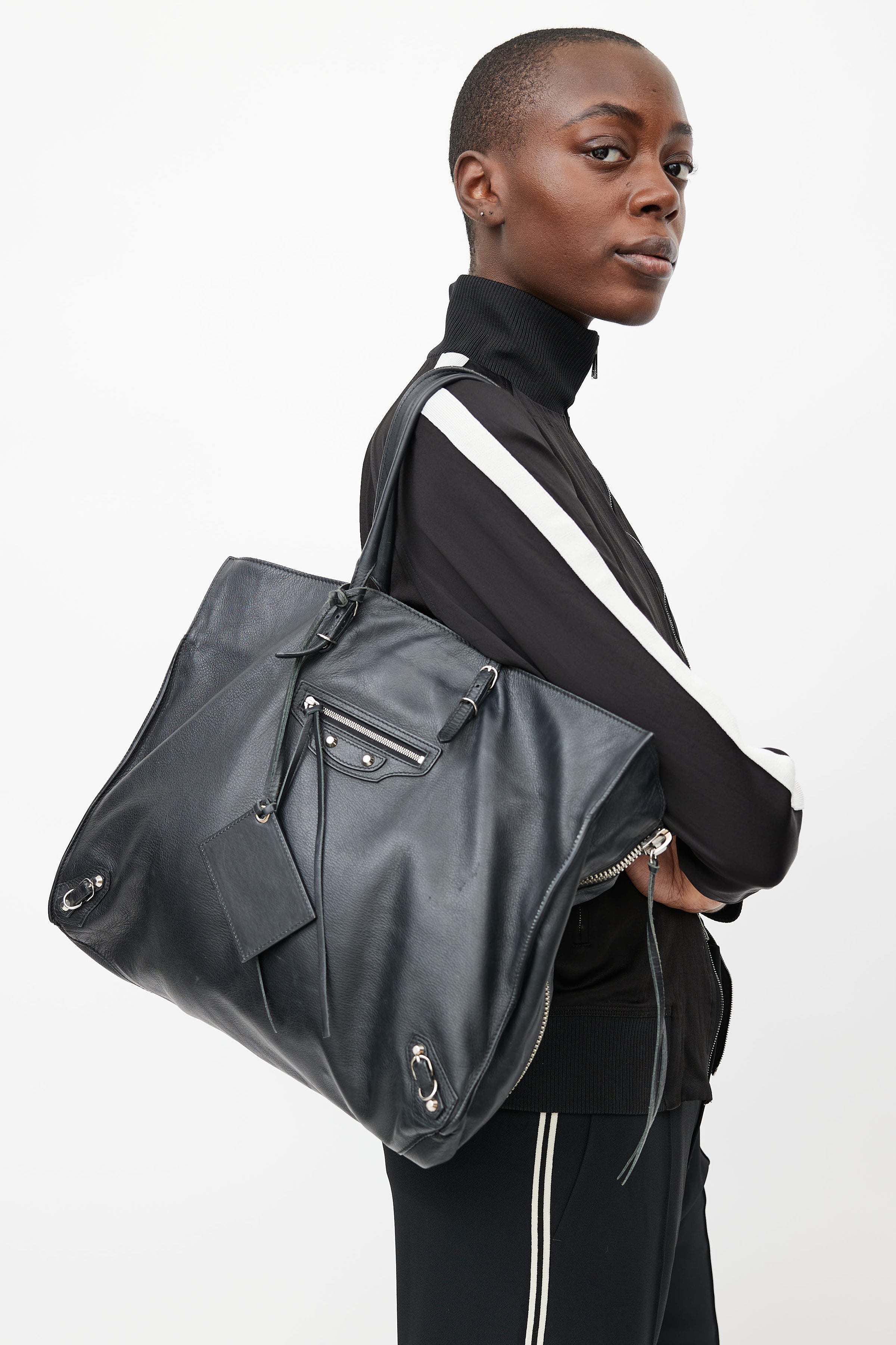 Balenciaga // Black Leather A4 Papier Tote Bag – VSP