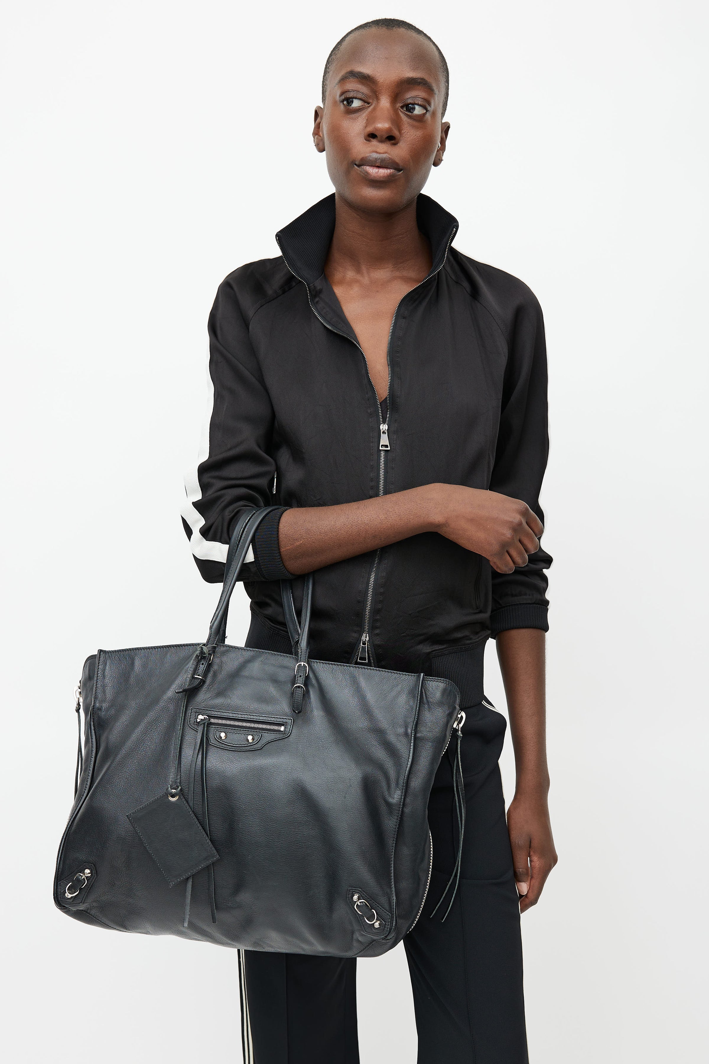 Balenciaga // Black Leather A4 Papier Tote Bag – VSP