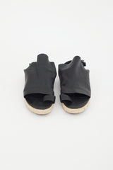 Balenciaga Black Leather Espadrille Sandal