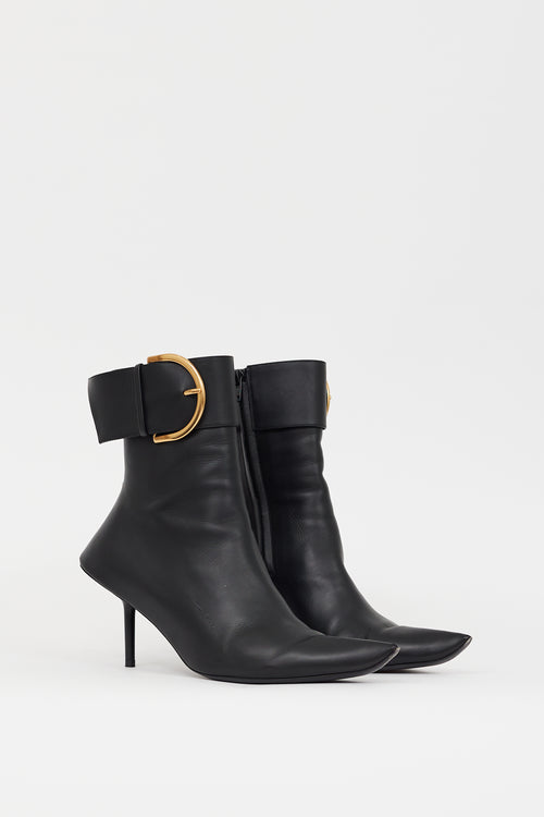 Balenciaga Black Leather Essex Bootie