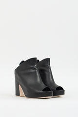 Balenciaga Black Leather Glove Slingback Heeled Mule
