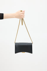 Balenciaga Black Leather Hourglass Small Wallet On Chain