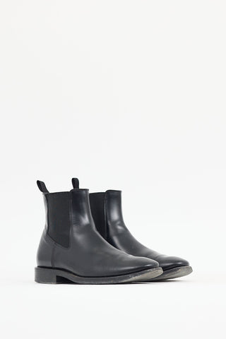 Balenciaga Black Leather Logo Chelsea Boot