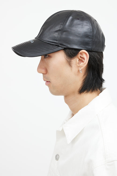 Balenciaga Black Leather Logo Hat