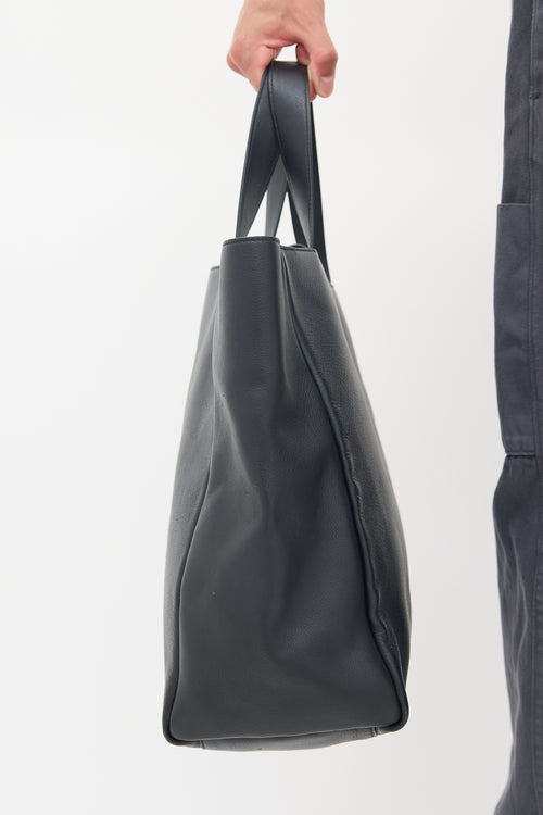 Balenciaga Black Leather Logo Tote Bag