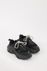 Balenciaga Black Leather & Mesh Triple S Sneaker