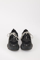 Balenciaga Black Leather & Mesh Triple S Sneaker