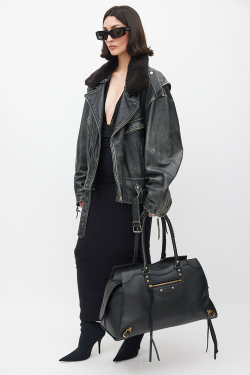 Balenciaga Black Leather Neo Classic Large Bag