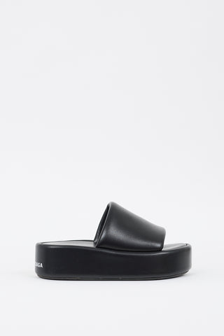 Balenciaga Black Rise Leather Platform Slide