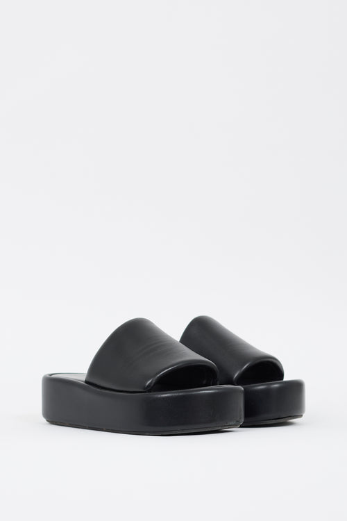 Balenciaga Black Rise Leather Platform Slide