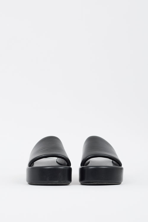 Balenciaga Black Rise Leather Platform Slide