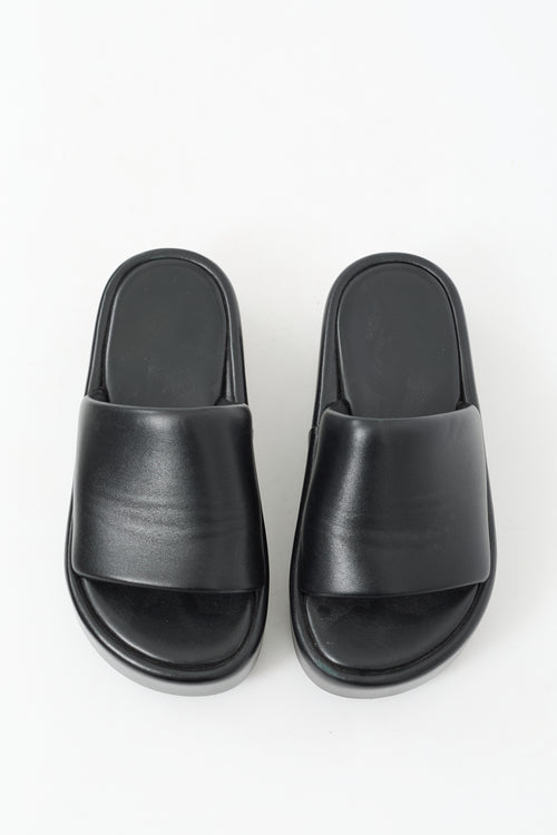 Balenciaga Black Leather Rise Platform Slide