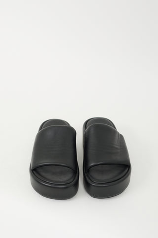 Balenciaga Black Leather Rise Platform Slide