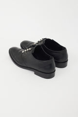 Balenciaga Black Leather Silver Hardware Oxford