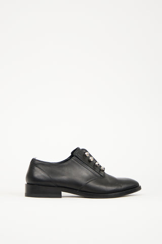 Balenciaga Black Leather Silver Hardware Oxford