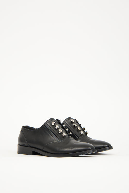 Balenciaga Black Leather Silver Hardware Oxford