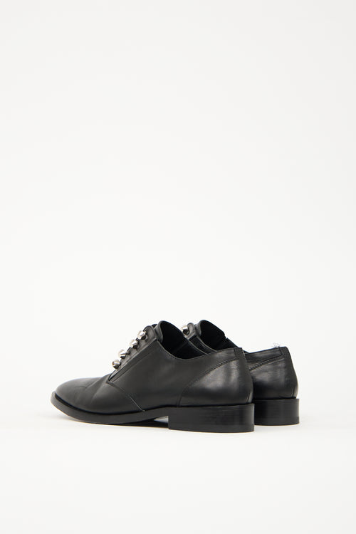 Balenciaga Black Leather Silver Hardware Oxford