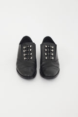 Balenciaga Black Leather Silver Hardware Oxford