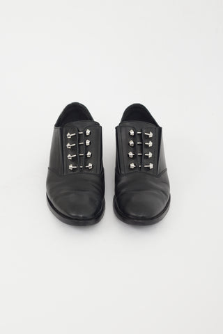 Balenciaga Black Leather Silver Hardware Oxford
