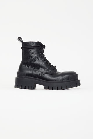 Balenciaga Black Leather Strike Boot
