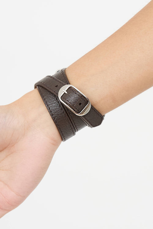 Balenciaga Leather Triple Tour Wrap Bracelet