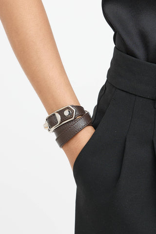 Balenciaga Leather Triple Tour Wrap Bracelet