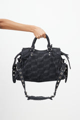 Balenciaga Black & Grey No Cagole BB Monogram Handbag