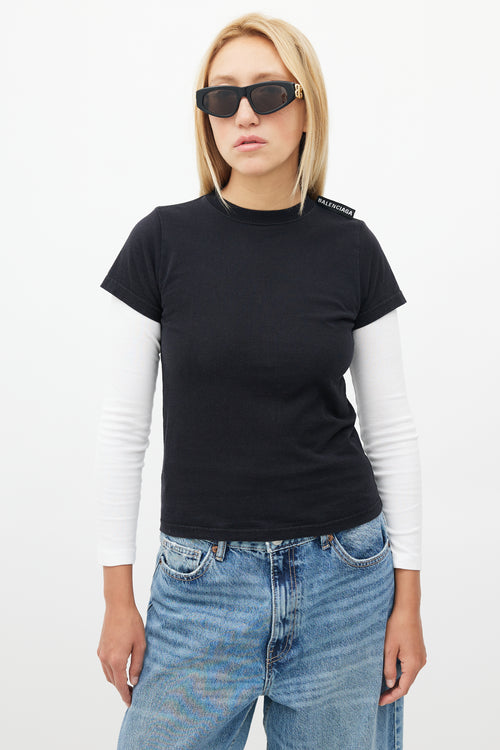 Balenciaga Black Logo Fitted T-Shirt