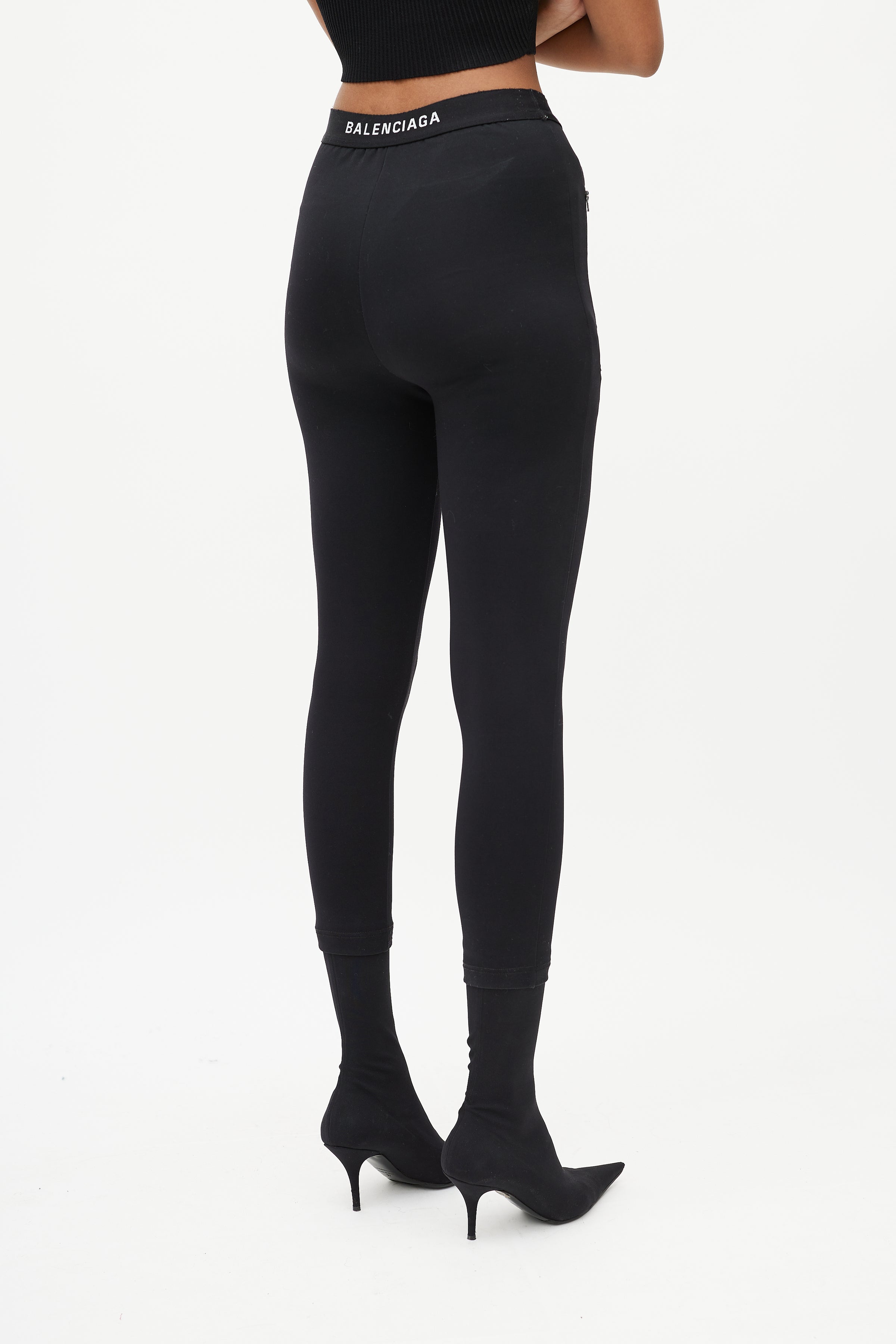 Balenciaga // Black High Waisted Zip Pocket Logo Legging – VSP Consignment